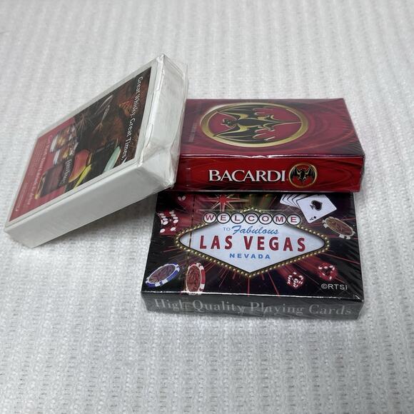 New Old Stock Sealed Playing Cards Lot Of 3 - Vegas Bacardi & Early Times Whisky - Picture 3 of 3